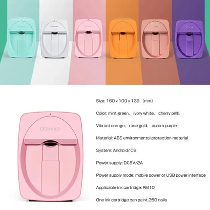 Portable 3D Painted Nail Printer with Cartridge
