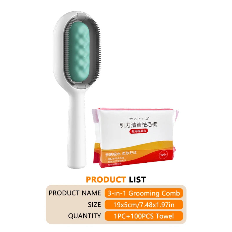 Reusable Double-Sided Pet Hair Removal Glove Anti-Static Grooming Tool for Cats Dogs Soft Brush Mitt for Furniture Carpet Cloth