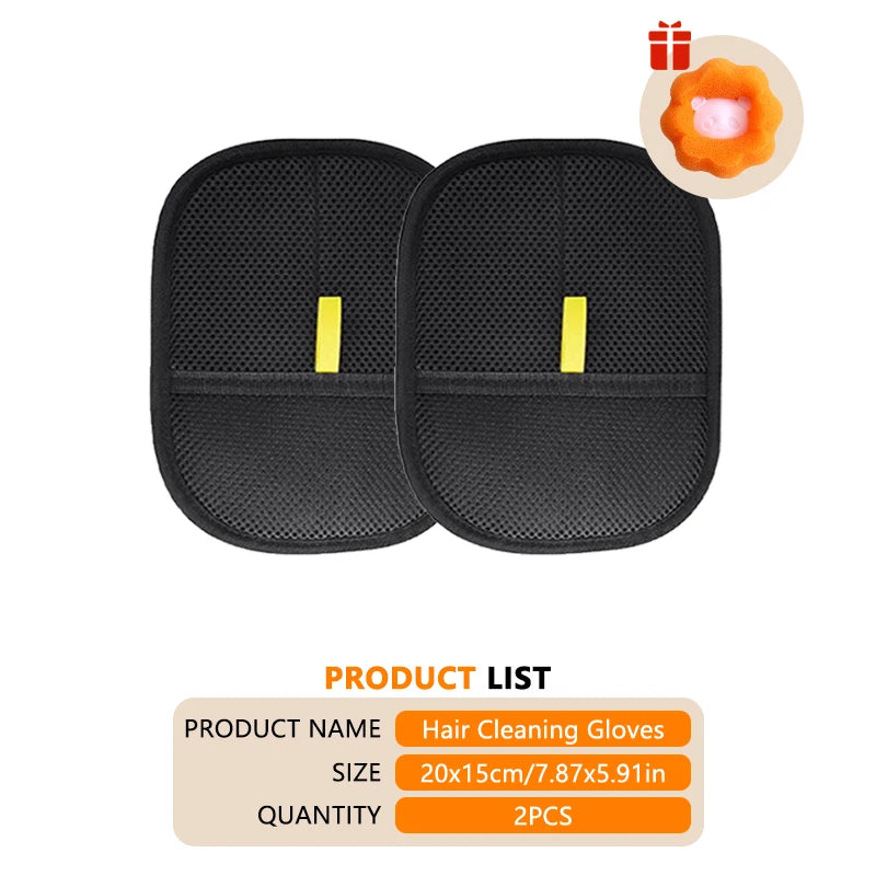 Reusable Double-Sided Pet Hair Removal Glove Anti-Static Grooming Tool for Cats Dogs Soft Brush Mitt for Furniture Carpet Cloth