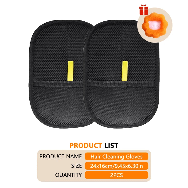 Reusable Double-Sided Pet Hair Removal Glove Anti-Static Grooming Tool for Cats Dogs Soft Brush Mitt for Furniture Carpet Cloth